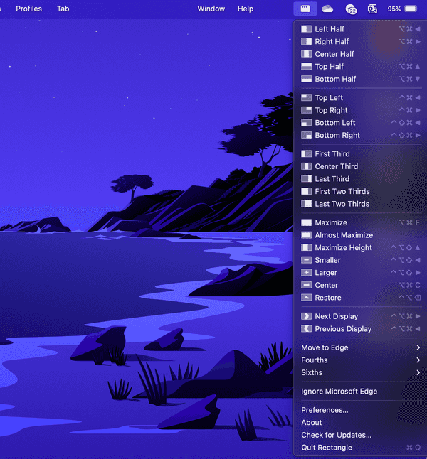 Screenshot of rectangle top bar screen